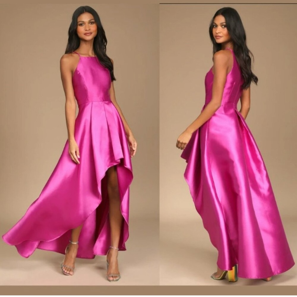 Lulu's Broadway Show Magenta High-Low Gown Sz S